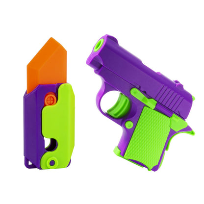 2 Pcs Fidget Gun Toys Sensory Toys Carrot Knife & Pistol Shaped Fidget Slider Stress Anxiety Pressure Relief Toy Perfect Halloween Christmas Birthday Gifts for Autism and ADD Adults Children Kids